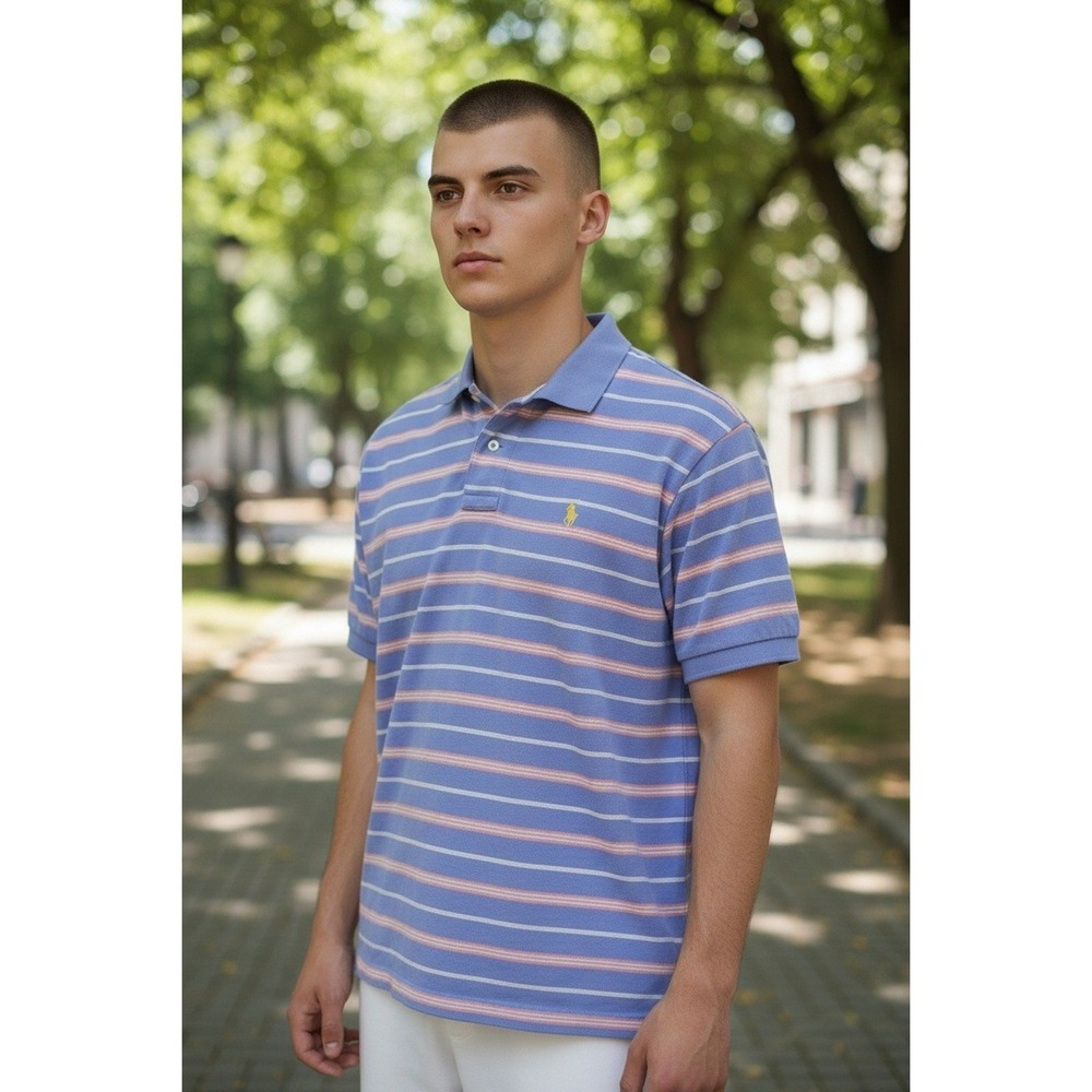 Y2K Polo Ralph Lauren Polo Shirt -Adult XL - Sky Blue Pink Small Pony Collared